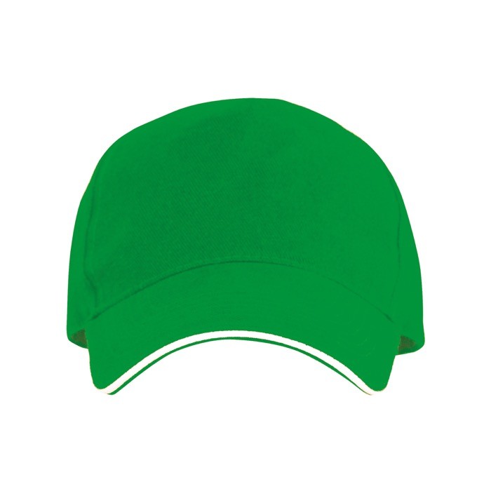Gorra de 5 paneles con visera a contraste de algodón 170 g/m2 color verde segunda vista