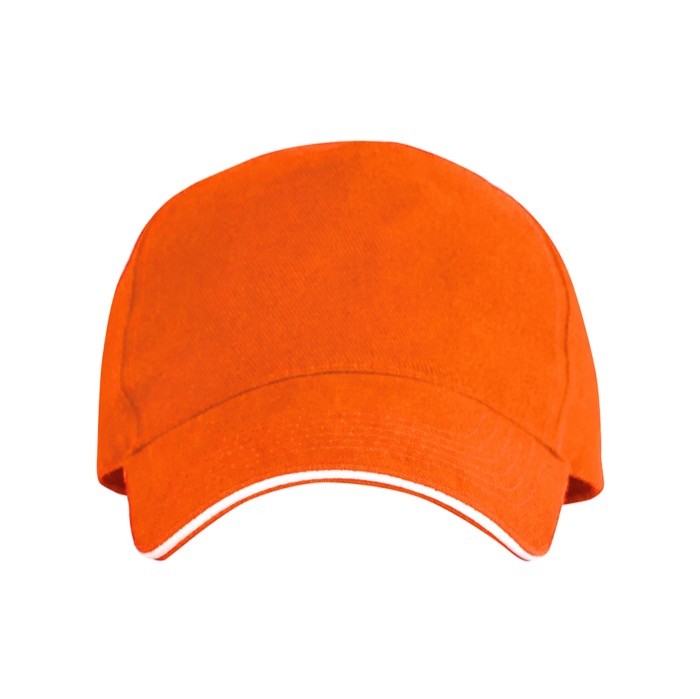 Gorra de 5 paneles con visera a contraste de algodón 170 g/m2 color naranja segunda vista