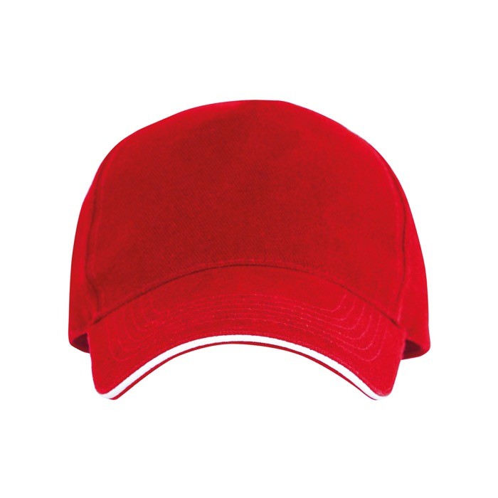 Gorra de 5 paneles con visera a contraste de algodón 170 g/m2 color rojo segunda vista
