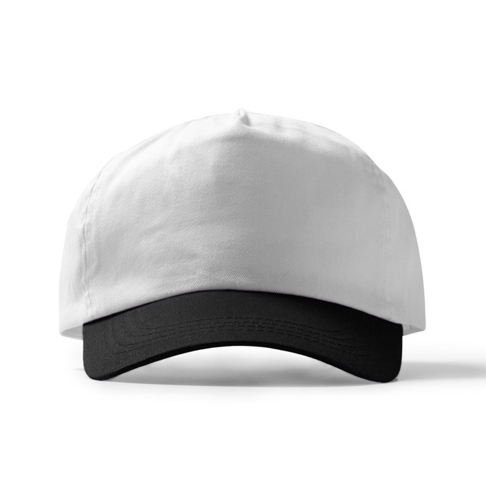 Gorra de 5 paneles de algodón con orificios de ventilación 170 g/m2 color blanco/negro segunda vista