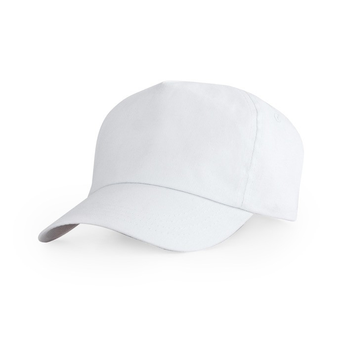 Gorra de algodón con cierre ajustable de velcro y orificios color blanco primera vista de uso