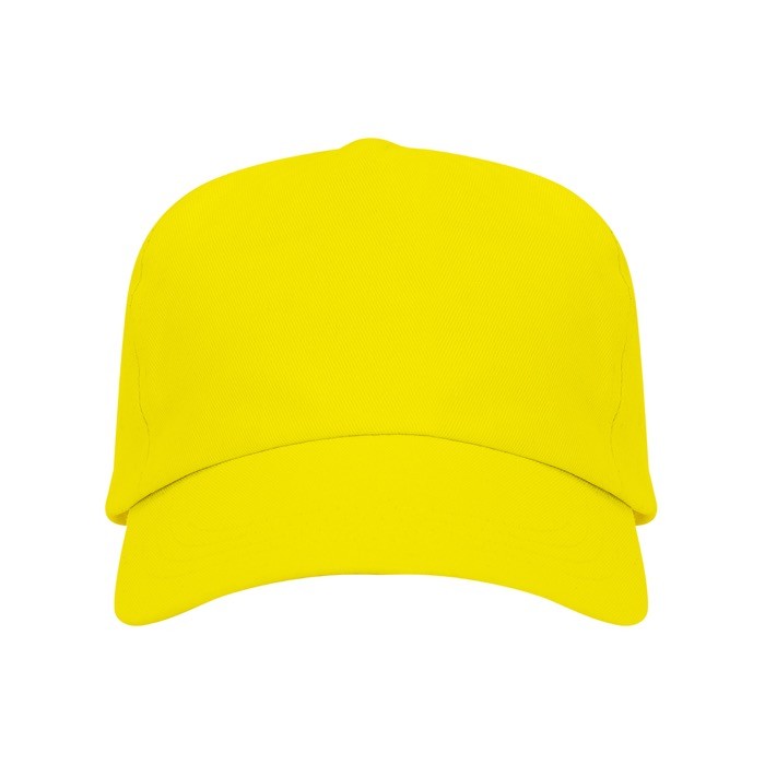 Gorra de algodón con cierre ajustable de velcro y orificios color amarillo segunda vista