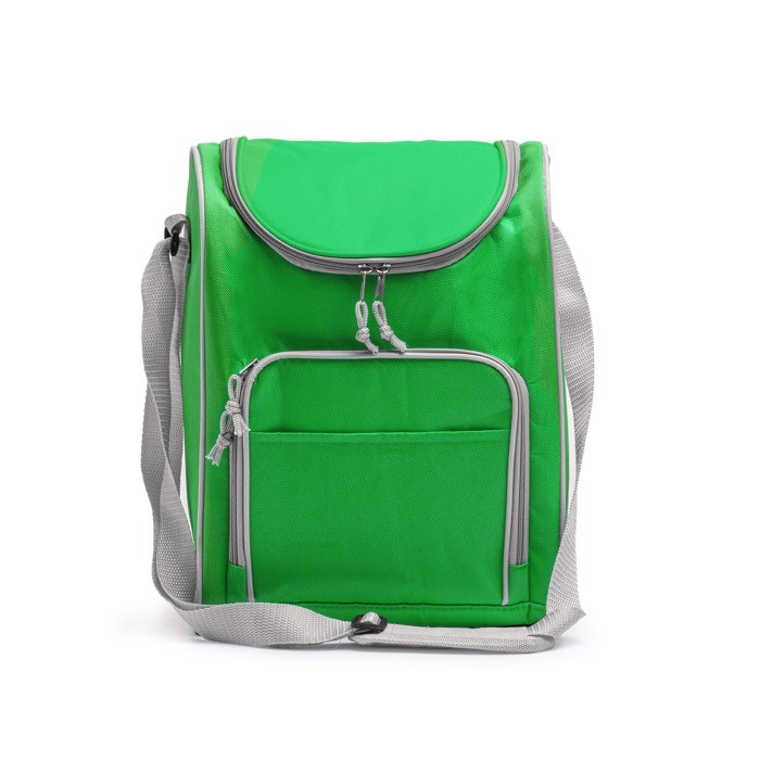 Nevera de poliéster con bolsillo principal isotérmico para 15L color verde segunda vista