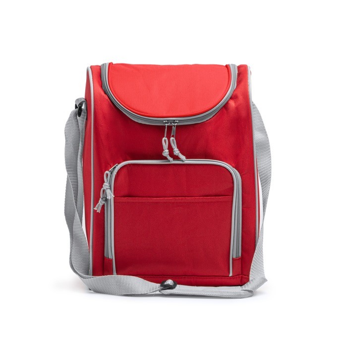 Nevera de poliéster con bolsillo principal isotérmico para 15L color rojo segunda vista
