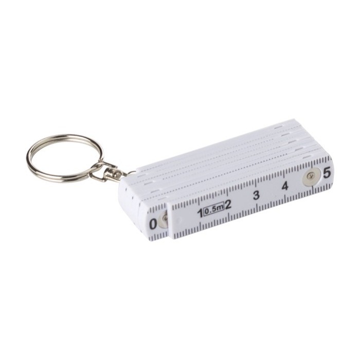 Regla de plástico plegable con mosquetón para usar como llavero color blanco segunda vista Regla de plástico plegable con mosquetón para usar como llavero color blanco segunda vista