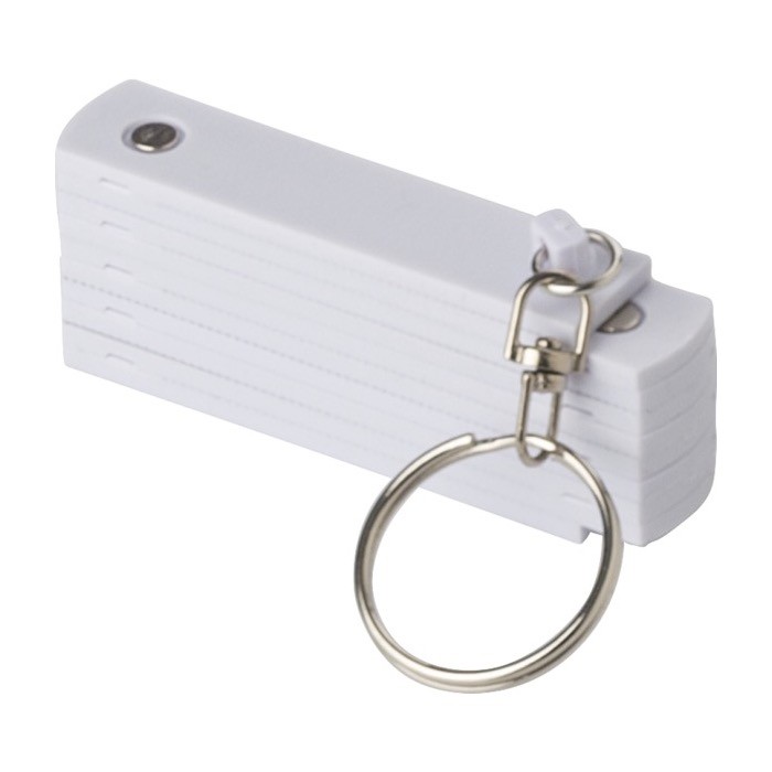 Regla de plástico plegable con mosquetón para usar como llavero color blanco tercera vista Regla de plástico plegable con mosquetón para usar como llavero color blanco tercera vista