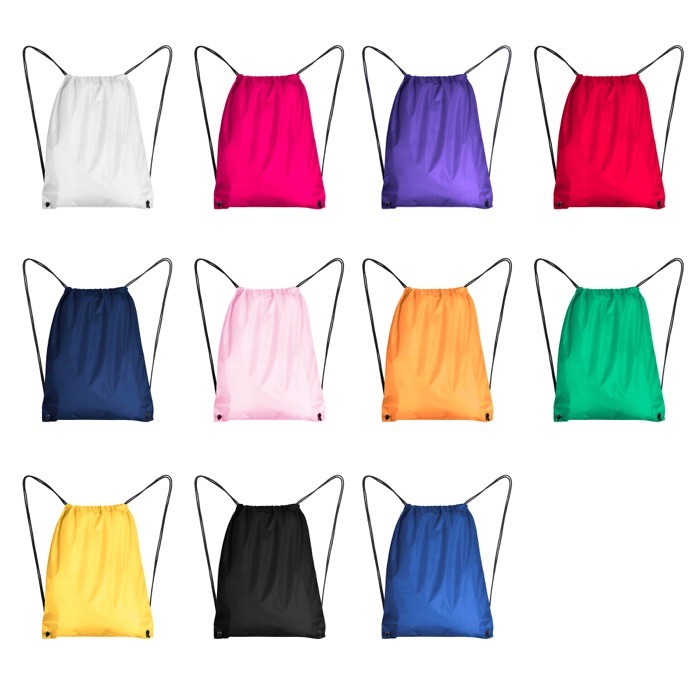 Mochila de cuerdas de poliéster 210D con ojales metálicos color rojo vista detalle 2