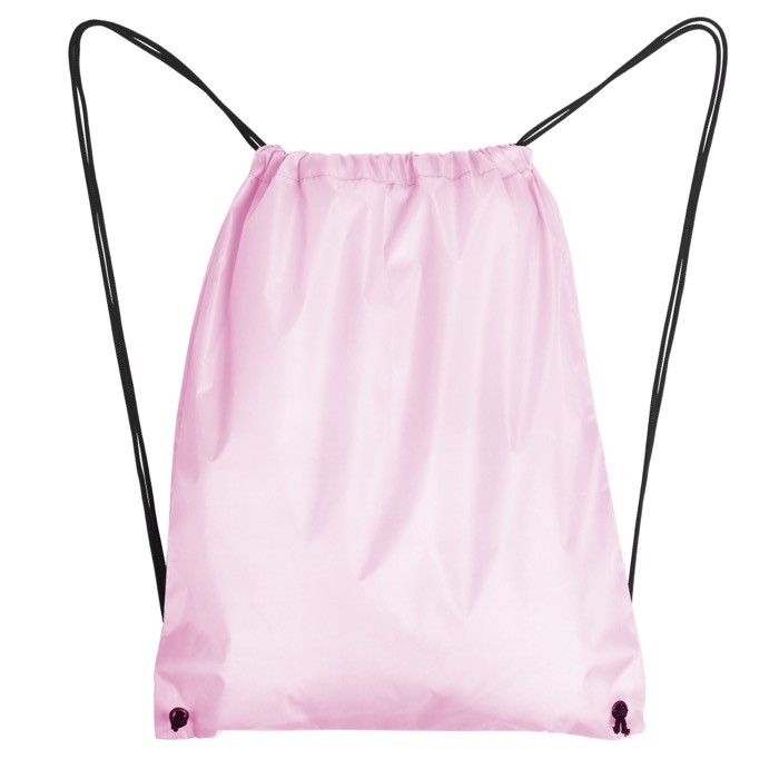 Mochila de cuerdas de poliéster 210D con ojales metálicos color rosa claro segunda vista