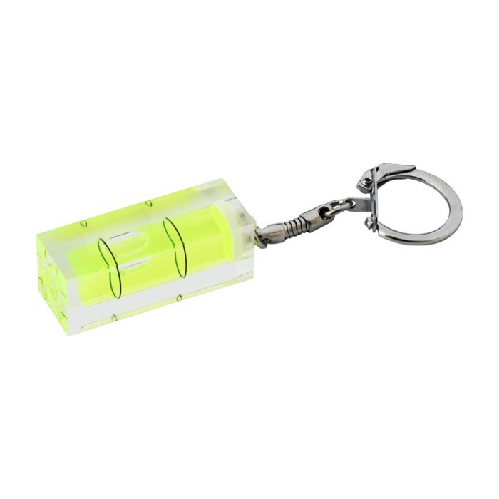 Llavero de plástico que incluye un nivel color transparente tercera vista Llavero de plástico que incluye un nivel color transparente tercera vista