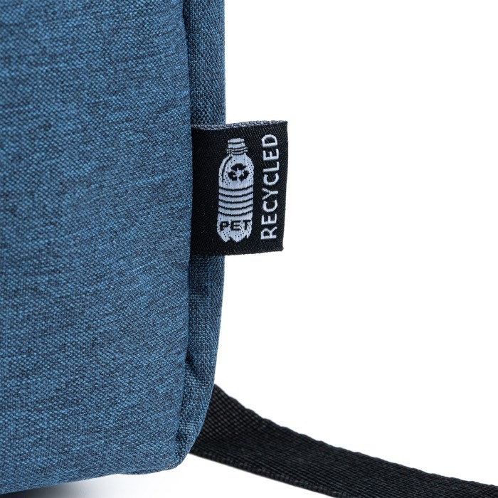 Mochila de poliéster reciclado 600D con bolsillo principal para portátil color azul real vista detalle 3