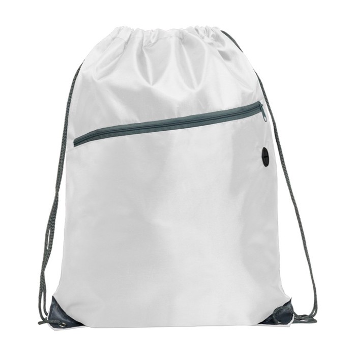 Mochila de cuerdas multiusos con bolsillo con cremallera frontal color blanco segunda vista