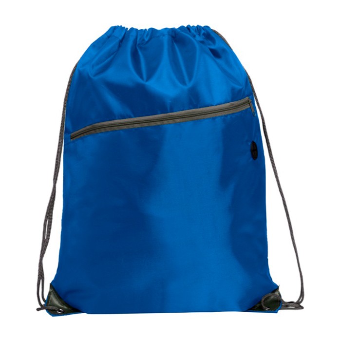 Mochila de cuerdas multiusos con bolsillo con cremallera frontal color azul real segunda vista