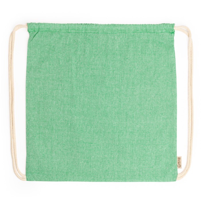 Mochila ecológica con cordones en acabado jaspeado 120 g/m2 color verde pastel segunda vista