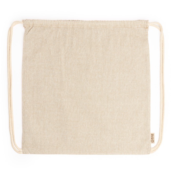 Mochila ecológica con cordones en acabado jaspeado 120 g/m2 color natural segunda vista