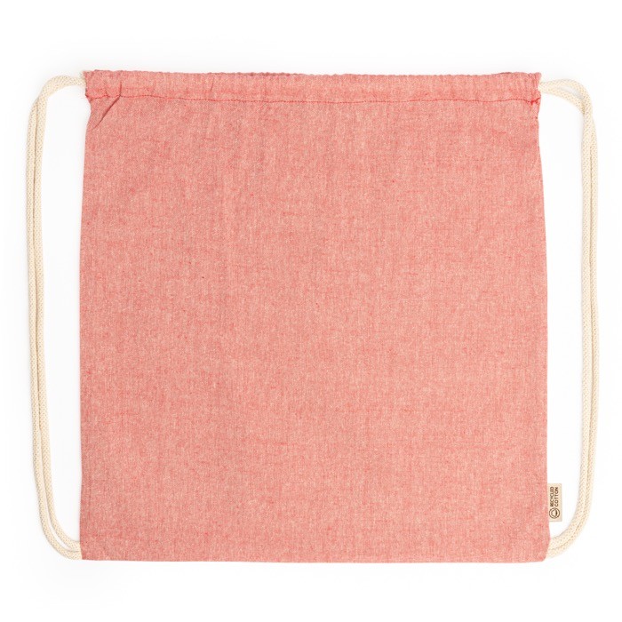 Mochila ecológica con cordones en acabado jaspeado 120 g/m2 color rojo segunda vista