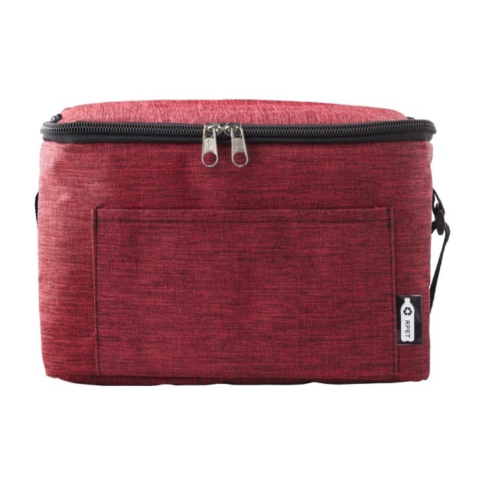 Bolsa nevera de poliéster para 6 latas con correa ajustable color rojo primera vista Bolsa nevera de poliéster para 6 latas con correa ajustable color rojo primera vista