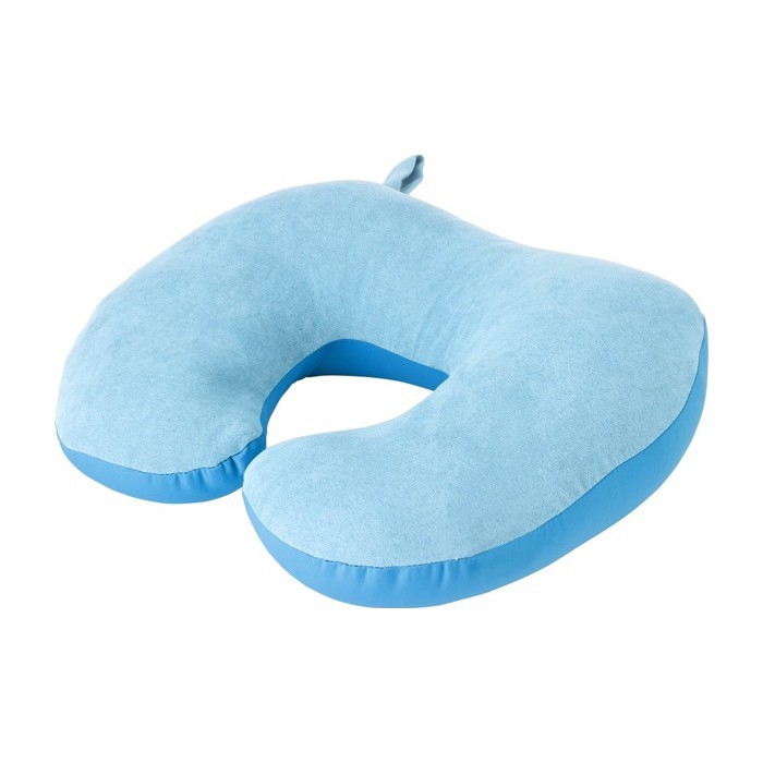 Almohada ideal para viajes 2 en 1 con perlas de espuma de polietileno color azul claro primera vista Almohada ideal para viajes 2 en 1 con perlas de espuma de polietileno color azul claro primera vista