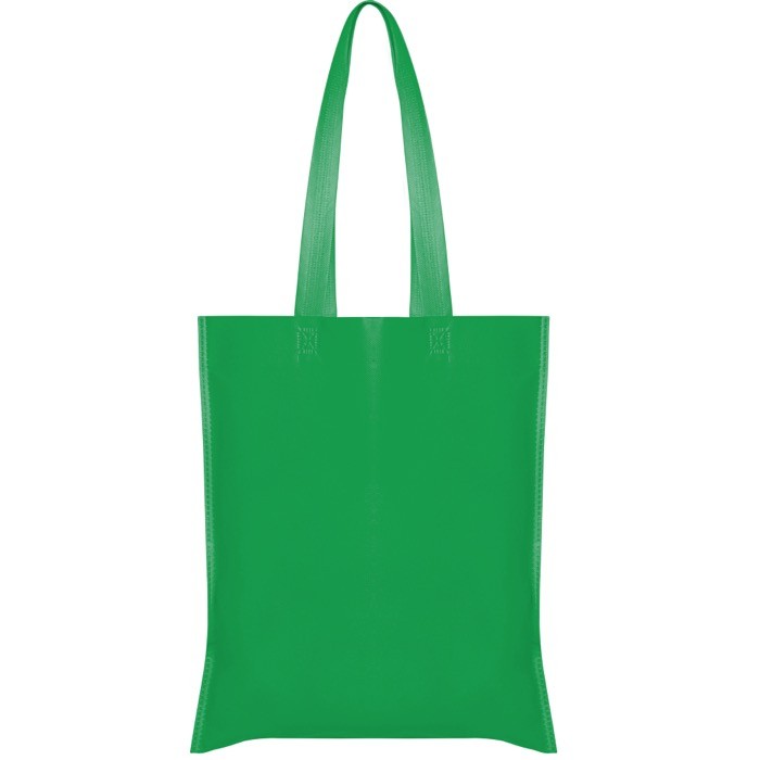 Bolsa non-woven con asas largas termoselladas y resistencia 6kg color verde pastel segunda vista