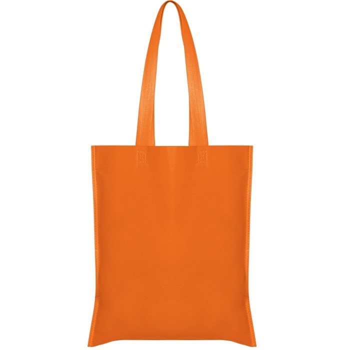 Bolsa non-woven con asas largas termoselladas y resistencia 6kg color naranja segunda vista