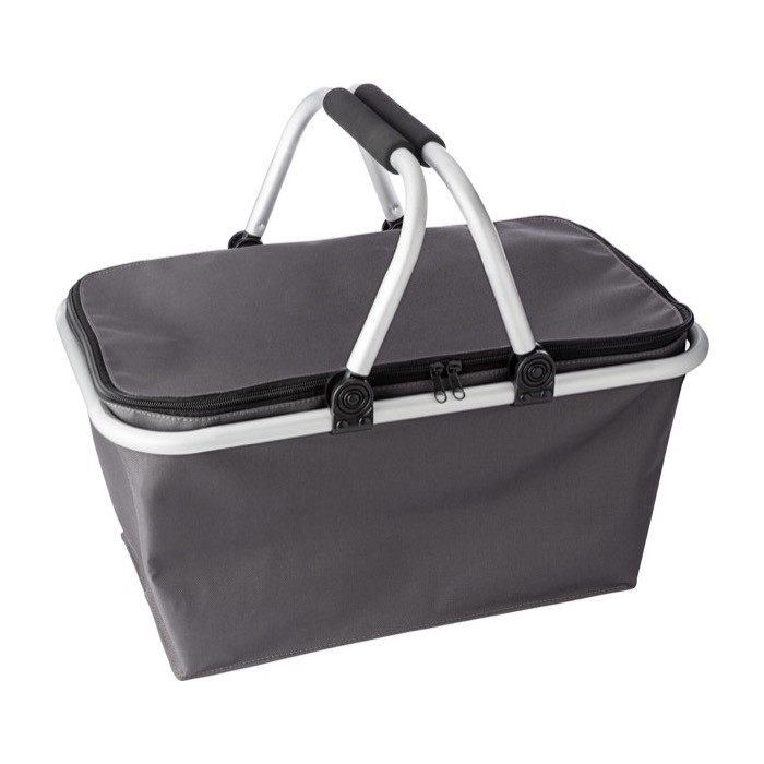 Cesta plegable de poliéster con empuñadora en espuma EVA para picnic color gris primera vista