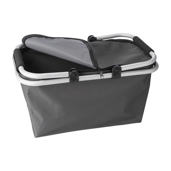 Cesta plegable de poliéster con empuñadora en espuma EVA para picnic color gris tercera vista