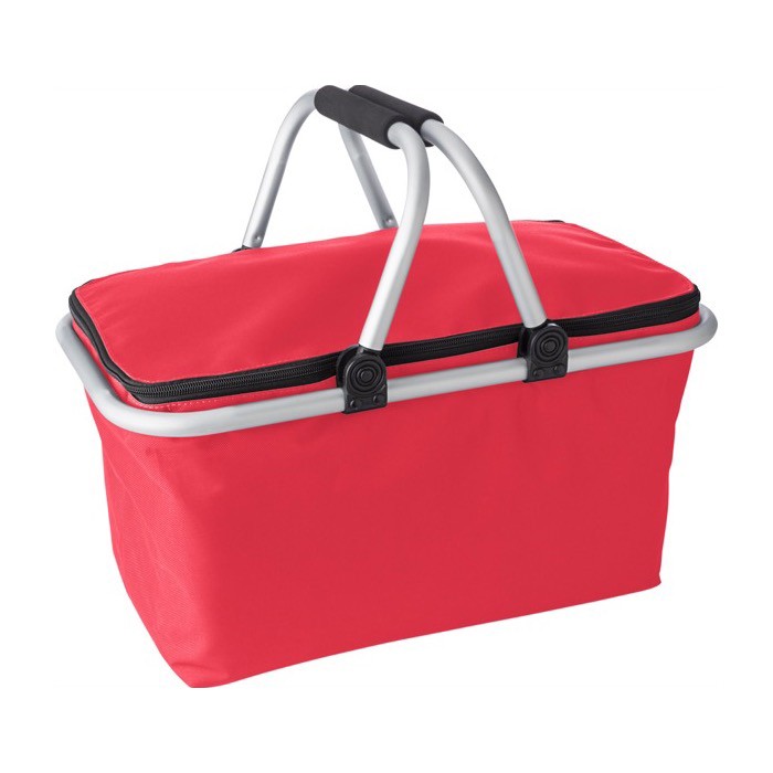 Cesta plegable de poliéster con empuñadora en espuma EVA para picnic color rojo primera vista