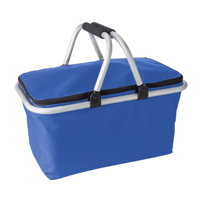 Cesta plegable de poliéster con empuñadora en espuma EVA para picnic color azul ultramarino primera vista