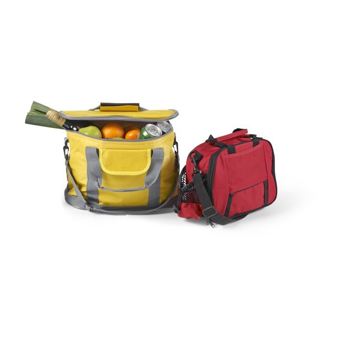 Bolsa nevera de nylon con bandolera extraíble y bolsillo frontal primera vista Bolsa nevera de nylon con bandolera extraíble y bolsillo frontal primera vista