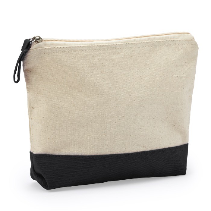 Neceser algodón bicolor con cremallera y tirador a juego 280 g/m2 color negro primera vista de uso