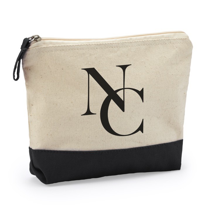 Neceser algodón bicolor con cremallera y tirador a juego 280 g/m2 color negro vista detalle 1