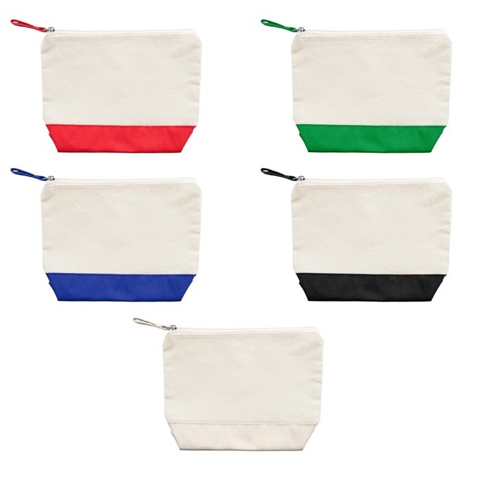 Neceser algodón bicolor con cremallera y tirador a juego 280 g/m2 color rojo vista detalle 2