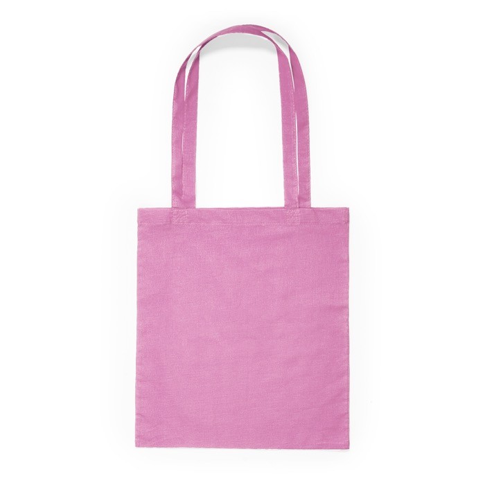 Bolsa de tejido algodón con asa larga en diversos colores color rosa claro segunda vista