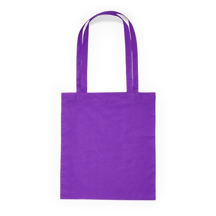 Bolsa de tejido algodón con asa larga en diversos colores color morado segunda vista