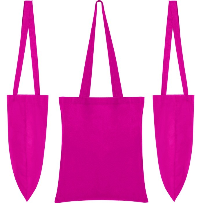 Bolsa de tejido algodón con asa larga en diversos colores color rosa vista detalle 1