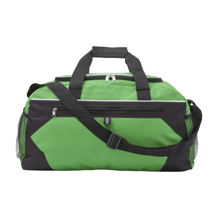 Bolsa de deporte o viaje de poliéster con bolsillo frontal y superior color verde primera vista Bolsa de deporte o viaje de poliéster con bolsillo frontal y superior color verde primera vista