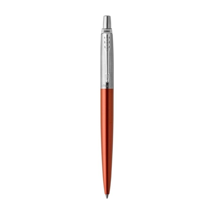 Bolígrafo de acero inoxidable Parker Jotter Core tinta azul color naranja primera vista Bolígrafo de acero inoxidable Parker Jotter Core tinta azul color naranja primera vista