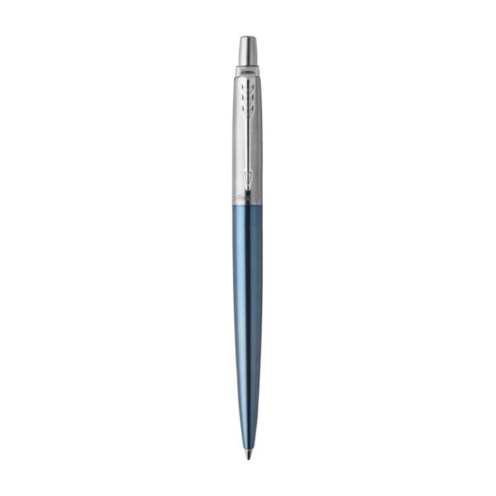 Bolígrafo de acero inoxidable Parker Jotter Core tinta azul color azul claro primera vista Bolígrafo de acero inoxidable Parker Jotter Core tinta azul color azul claro primera vista