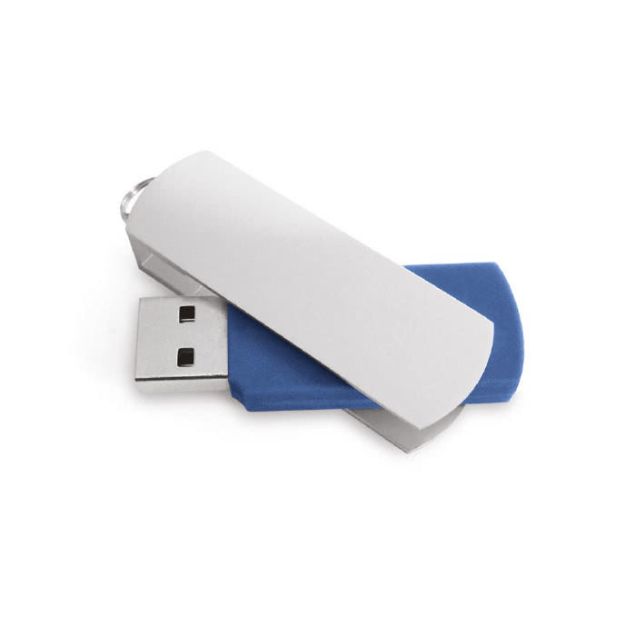 Usb giratorio de acabado rectangular color azul
