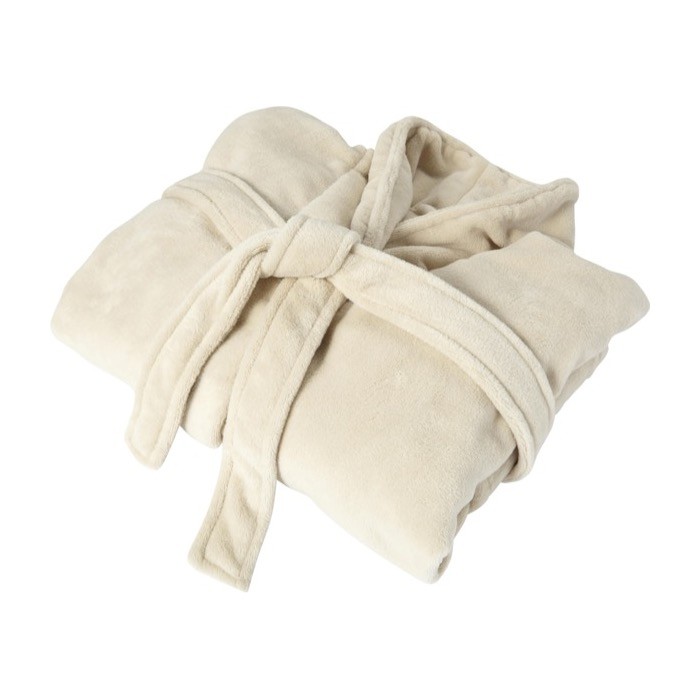 Albornoz de fibra polar con 2 bolsillos frontales talla única color beige primera vista