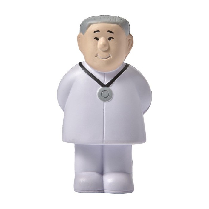 Antiestrés de espuma PU en forma de Doctor para personalizar color blanco primera vista
