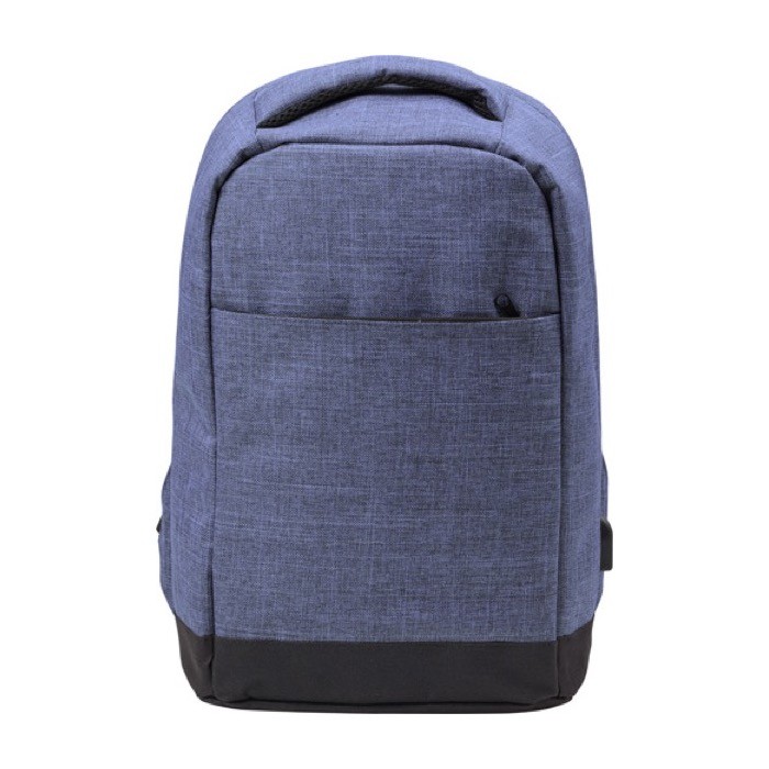 Mochila antirrobo de poliéster color azul primera vista