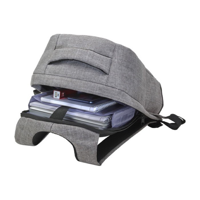 Mochila antirrobo de poliéster color gris claro vista alternativa