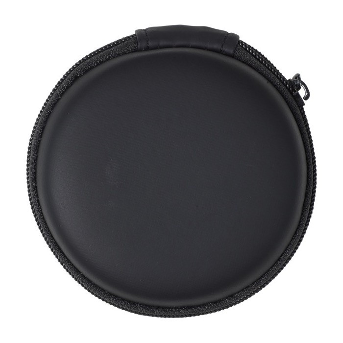 Auriculares en caja con cremallera color negro tercera vista Auriculares en caja con cremallera color negro tercera vista