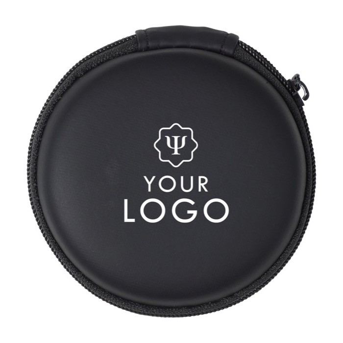 Auriculares en caja con cremallera color negro cuarta vista Auriculares en caja con cremallera color negro cuarta vista