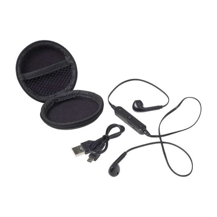 Auriculares en caja con cremallera color negro quinta vista Auriculares en caja con cremallera color negro quinta vista