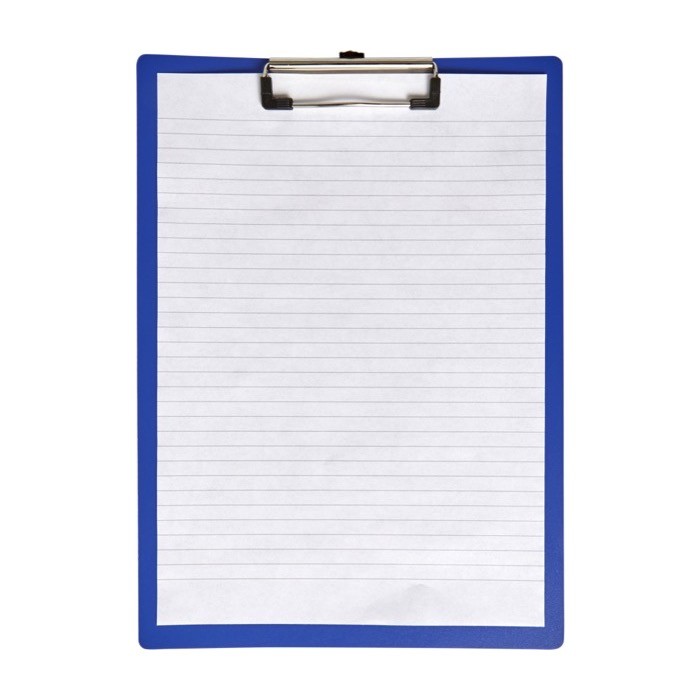 Portapapeles de plástico con clip metálico para hojas A4 color azul tercera vista
