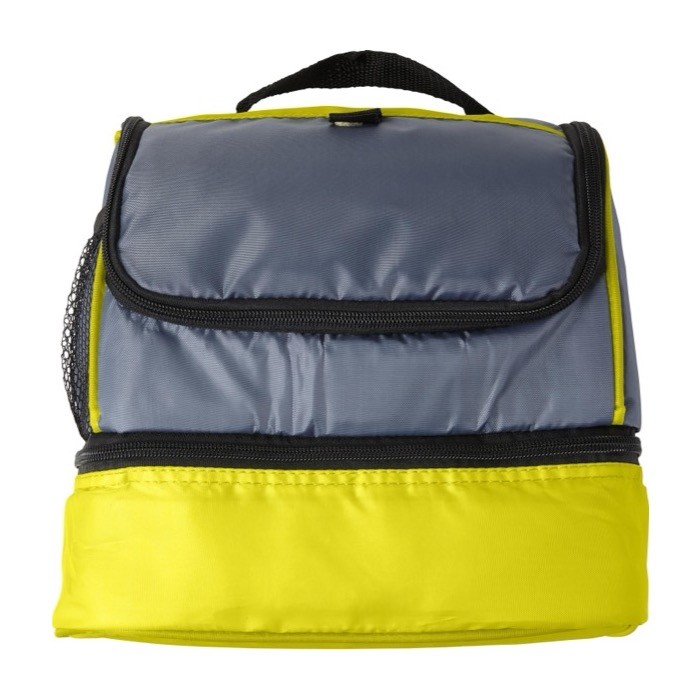 Bolsa térmica de poliéster con nevera en la parte inferior color amarillo primera vista Bolsa térmica de poliéster con nevera en la parte inferior color amarillo primera vista