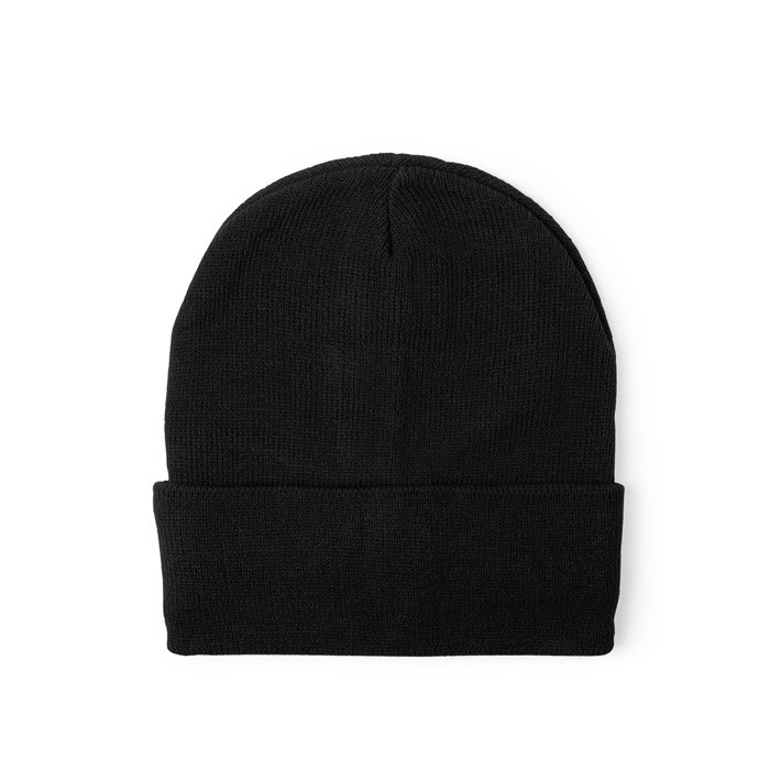 Gorro elástico de punto con dobladillo para personalizar color negro primera vista