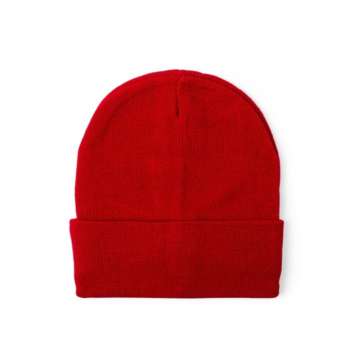 Gorro elástico de punto con dobladillo para personalizar color rojo primera vista