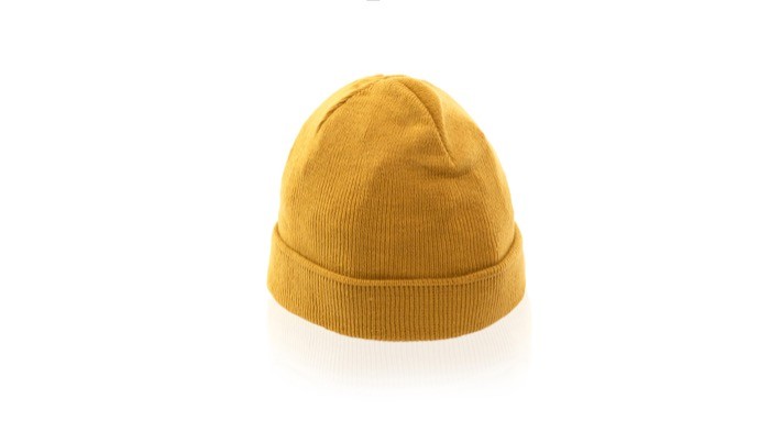 Gorro elástico de punto con dobladillo para personalizar color amarillo segunda vista